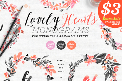 Lovely Hearts Monograms IV