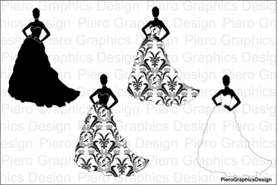 Woman in dress SVG and PNG transparent files.