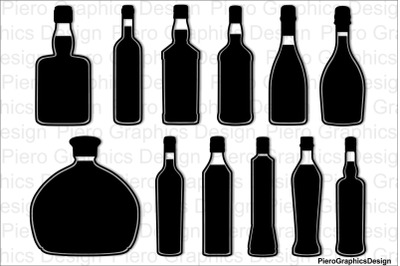 Bottles SVG files for Silhouette Cameo and Cricut.