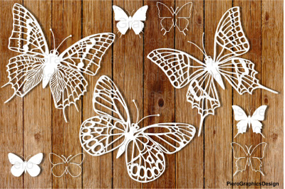 Butterflies set 4 SVG files for Silhouette Cameo and Cricut.