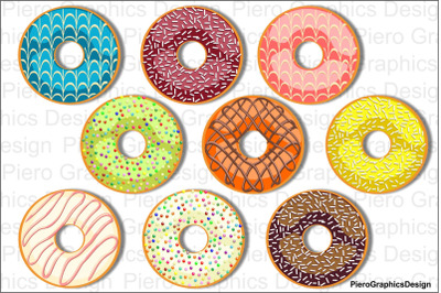 Donut Clip Art doughnut clipart JPG files and PNG files.