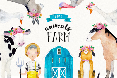 FARM ANIMALS watercolor set PART 2
