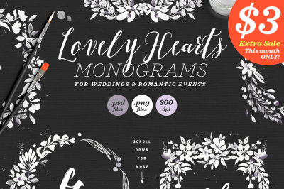 Lovely Hearts Monograms V