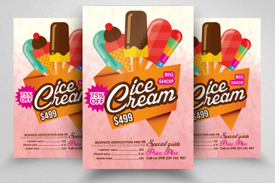 Ice Cream Sale Psd Flyer Templates