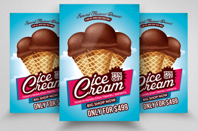 Ice Cream Sale promo  Flyer Templates