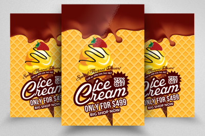 Ice Cream Sale Psd Flyer Templates