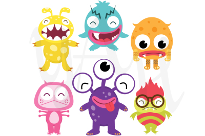 Silly Cute Monsters Clip Art