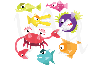 Cute Monster Fish Clip Art