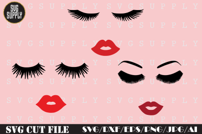 Fashion Face SVG* Eyelashes SVG * Lips SVG Cut file for Crafters 