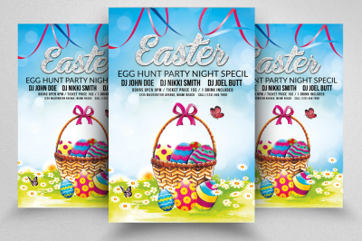 Happy Easter Egg Psd Flyer Print Template