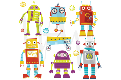 Cute Robots Clip Art