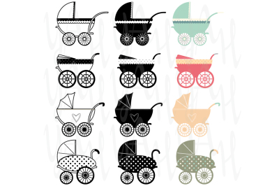 Vintage Baby Carriage Clipart 