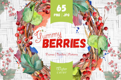 Yummy berries JPG watercolor set