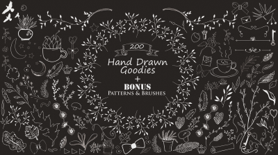 200 Hand Drawn Goodies + Bonus 