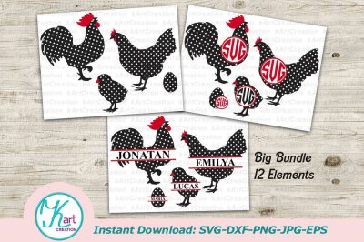 rooster svg file&2C; chicken svg&2C; rooster monogram&2C; chicken monogram