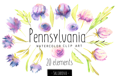 "Pennsylvania". 20 floral Elements.