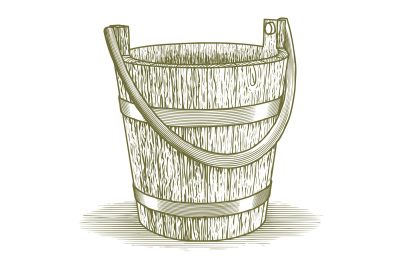 Woodcut Wooden Farm Bucket