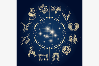 Horoscope Circle with Zodiac Signs