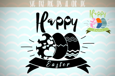 Happy Easter SVG, Easter Eggs SVG,  three Easter eggs,