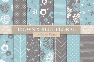 Brown and blue floral backgrounds 