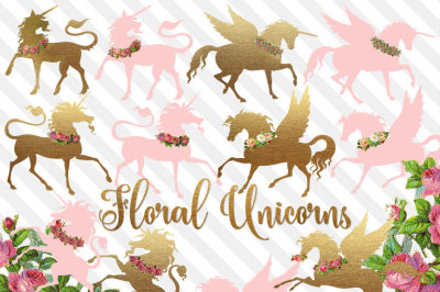 Floral Unicorn Clipart