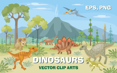 Dinosaurs. Vector clip arts.
