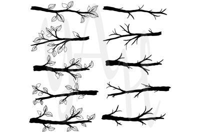 Branch Silhouettes with Leave