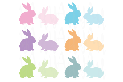 Colorful Bunny Silhouette