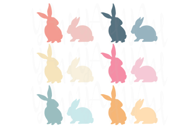 Colorful Easter Bunny Silhouette