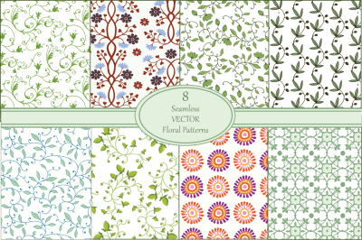 Seamless Vector Floral Pattern Set