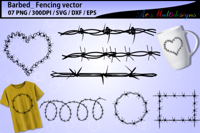 Barbed wire silhouette svg / barbed wire pack vector / fence svg