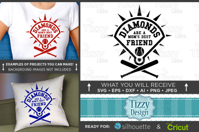 Diamonds Are A Mom's Best Friend Svg File - Baseball Mom Shirts - 3043