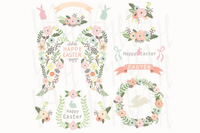 Floral Angel Wing Easter Elements