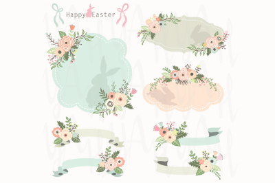 Floral Easter Frames and Banners Set