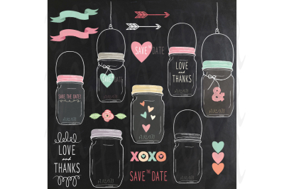 Chalkboard Mason Jars Clip Art