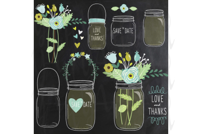 Chalkboard Flower Jar Clip Art