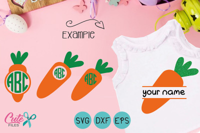 Carrot Monogram Svg Dxf, Carrot Monogram Frame Svg, Carrot, Easter