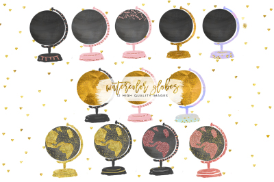 Watercolor Globes&2C; Globe Clip Art&2C; Chalkboard globes clip art&2C; planet 