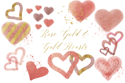  Hearts Clipart&2C; Rose Gold Heart Clip Art&2C; Digital Hearts&2C; Hearts Inst