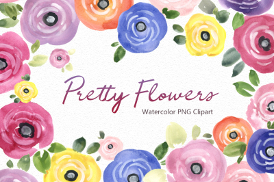 Pretty Watercolor Summer Flowers PNG