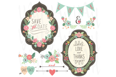 Vintage Wedding Floral Frame