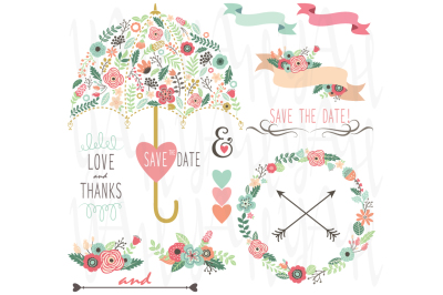 Floral Wedding Umbrella Elements