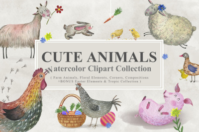 Cute Animals Watercolor Collection