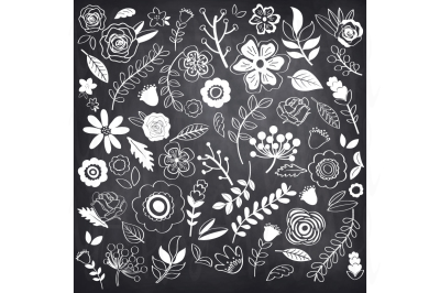 Chalkboard Hand Drawn single Flowers