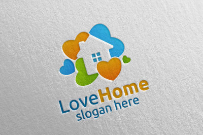 Love Home Logo, Colorful House Logo