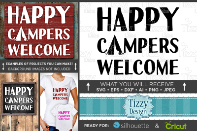 Happy Campers Welcome Sign - Camper Sign - Camper Decor - 669