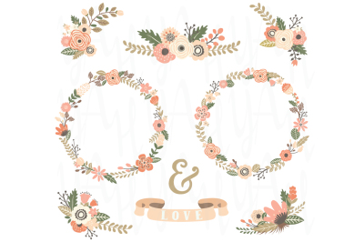 Vintage Floral Wreath Set