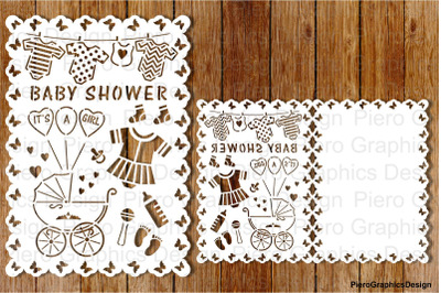 Baby Shower Girl card SVG files for Silhouette Cameo and Cricut.