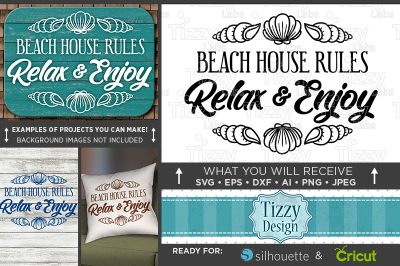 Beach House Rules Relax and Enjoy SVG - Shells Svg - 688