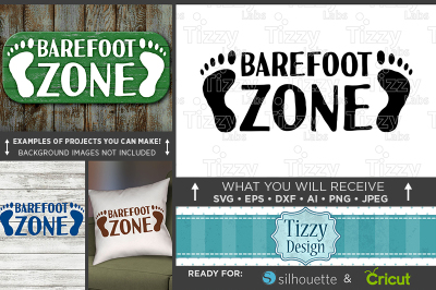 Barefoot Zone SVG - Footprint Svg - Beach Svg - Relax Svg - 689
